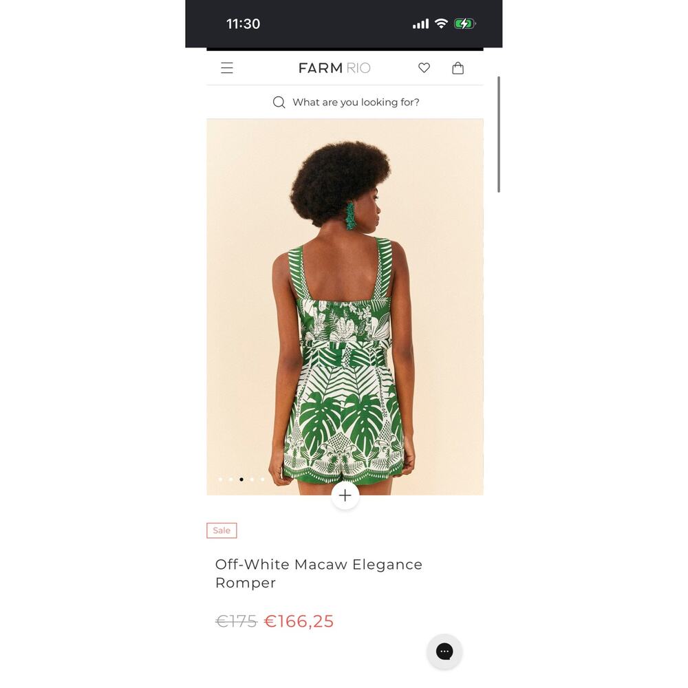Farm Rio Macaw Elegance Tropical Romper Green Cream Sleeveless M (has call outs) - Picture 3 of 9